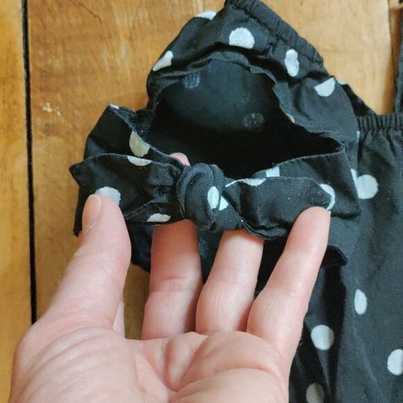 Flapdoodles Romper Size 5 Black White Polka Dot Jumpsuit Cotton Spring - Picture 5 of 8